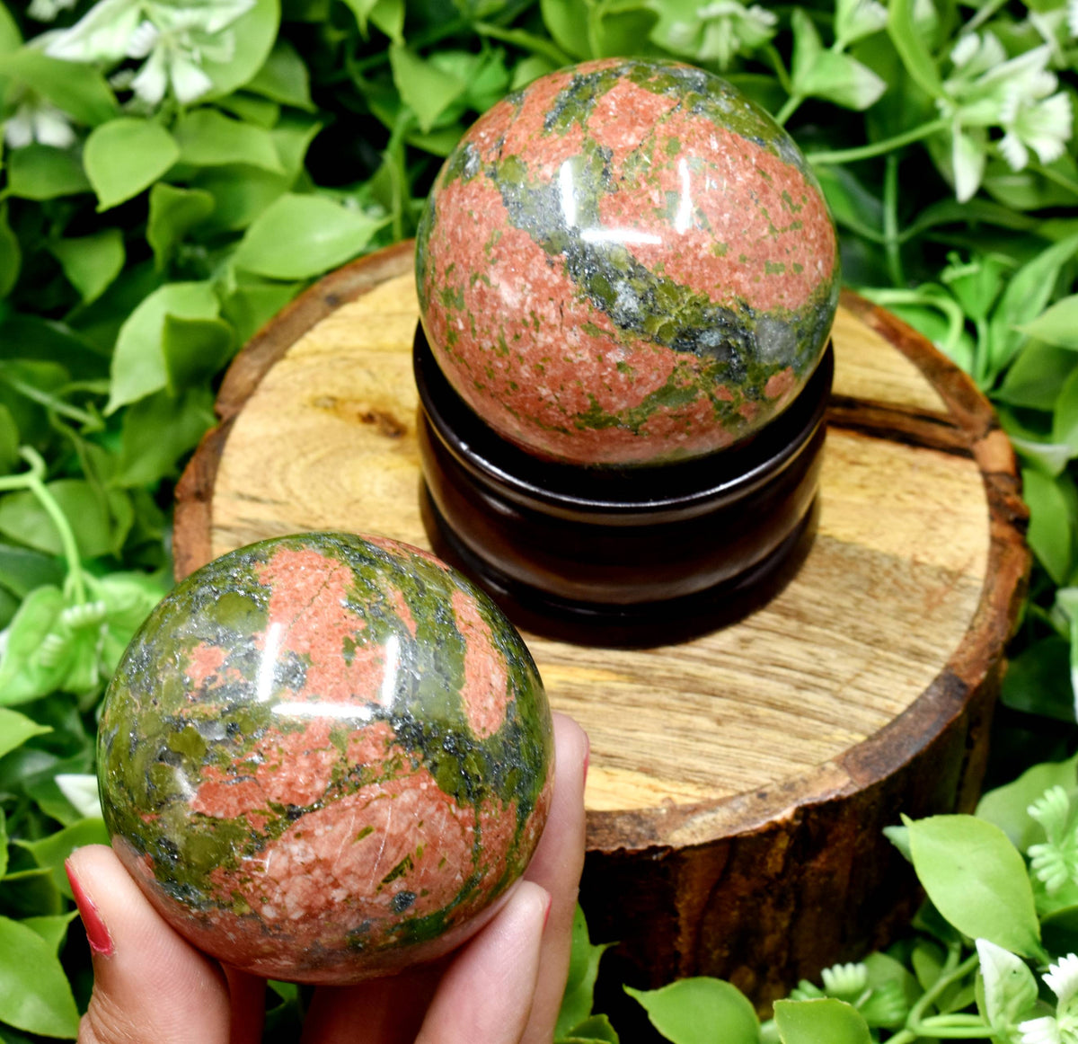 1Pc Unakite Sphere Crystal Ball Healing Sphere
