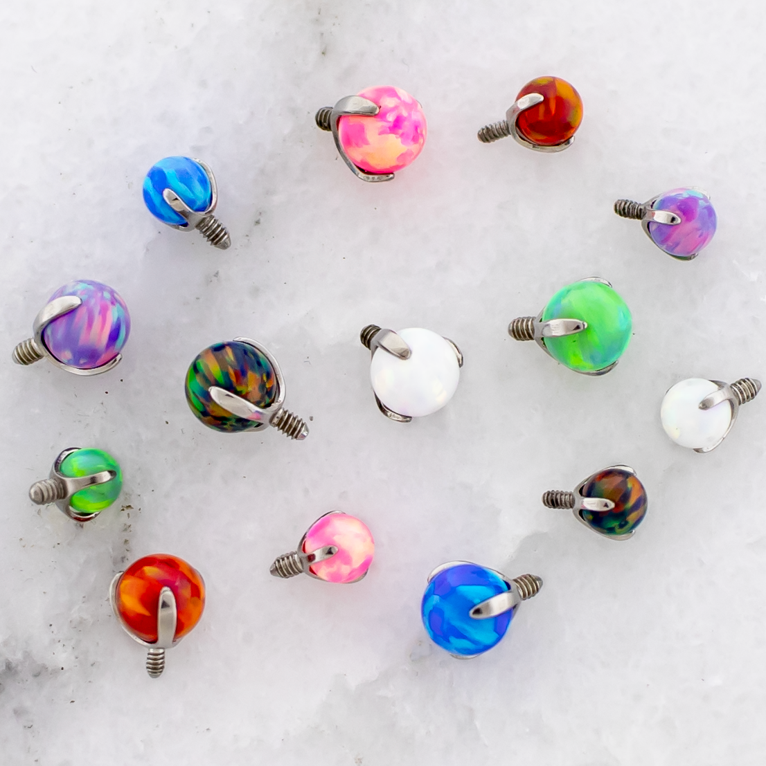 Claw Set Opal Ball - 16G/18G Steel Internally Threaded | Body Jewelry | Wiccan Center