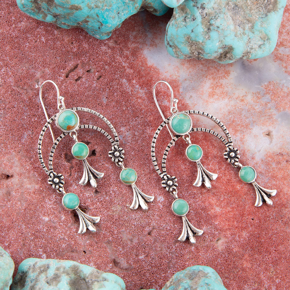 Floral Chandelier Blue Turquoise and Sterling Silver Earrings | Earrings | Wiccan Center