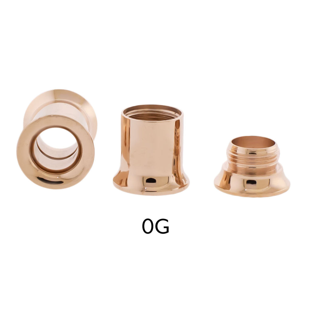Steel Rose Gold Double Flare Tunnels - Internally Threaded | Body Jewelry | Wiccan Center