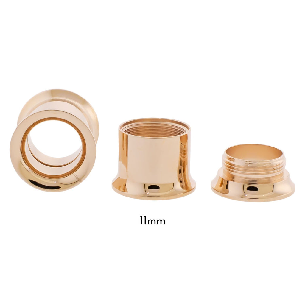Steel Rose Gold Double Flare Tunnels - Internally Threaded | Body Jewelry | Wiccan Center