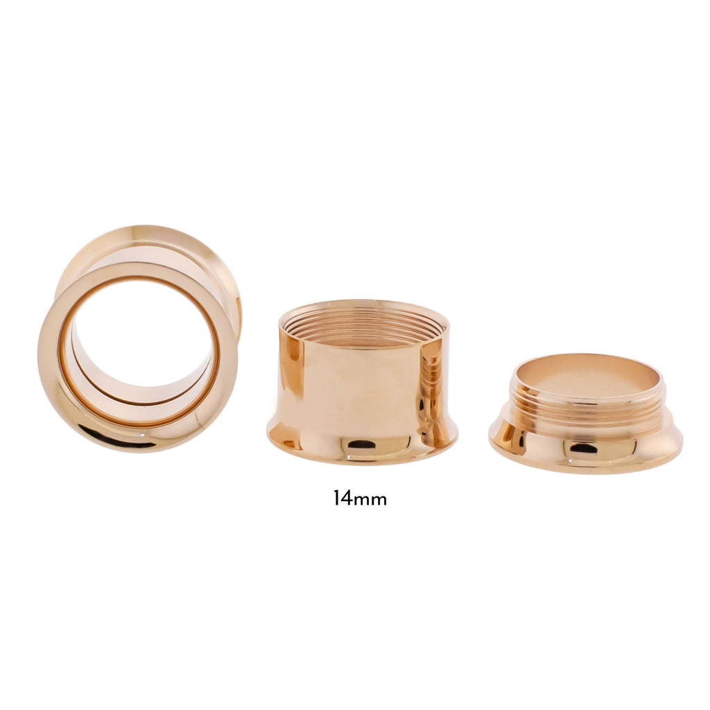 Steel Rose Gold Double Flare Tunnels - Internally Threaded | Body Jewelry | Wiccan Center
