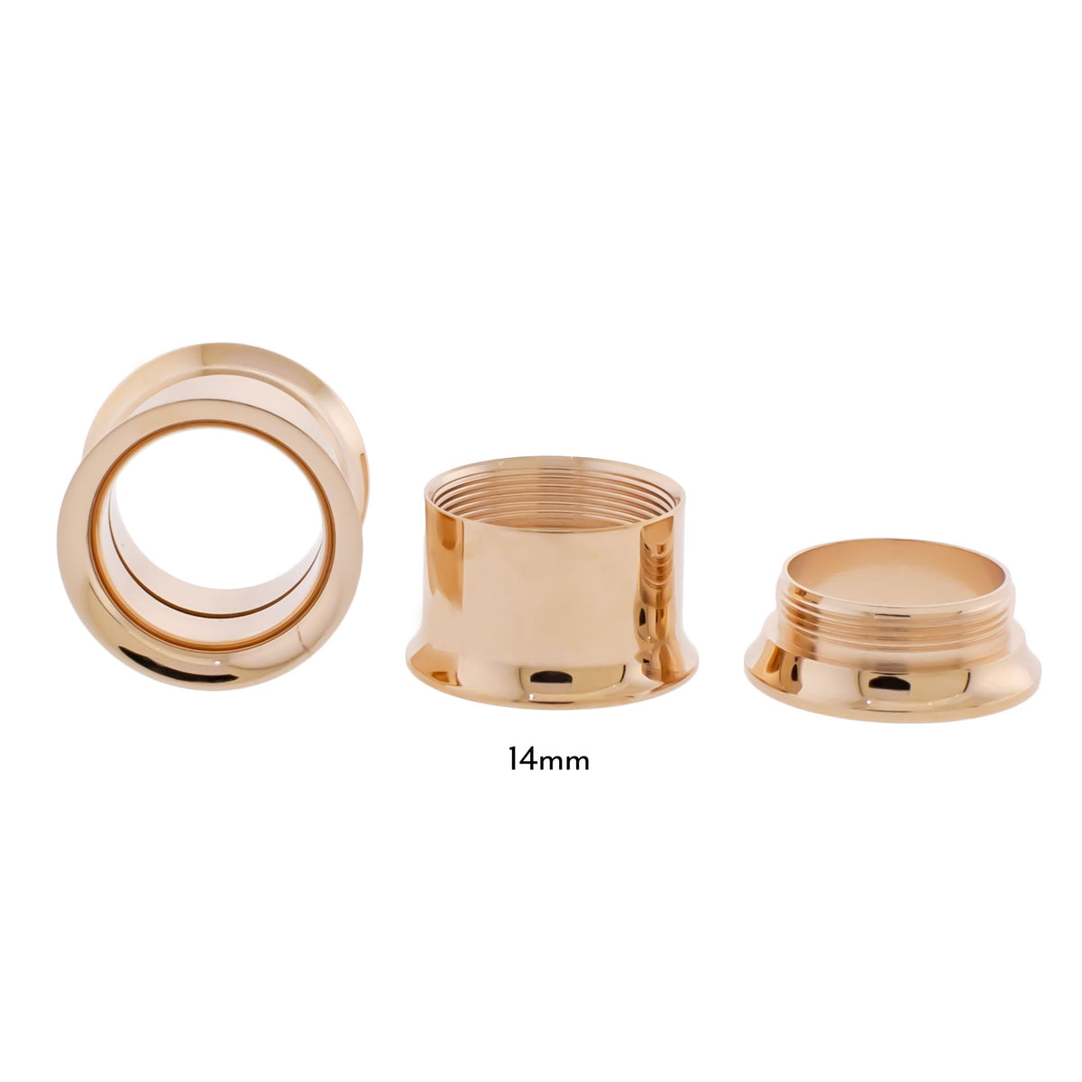 Steel Rose Gold Double Flare Tunnels - Internally Threaded | Body Jewelry | Wiccan Center