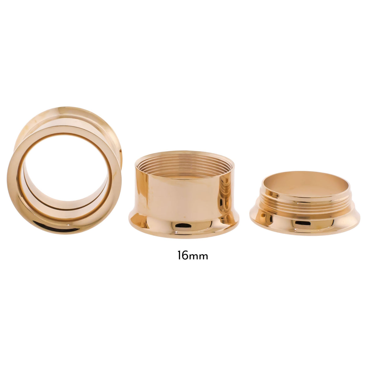 Steel Rose Gold Double Flare Tunnels - Internally Threaded | Body Jewelry | Wiccan Center
