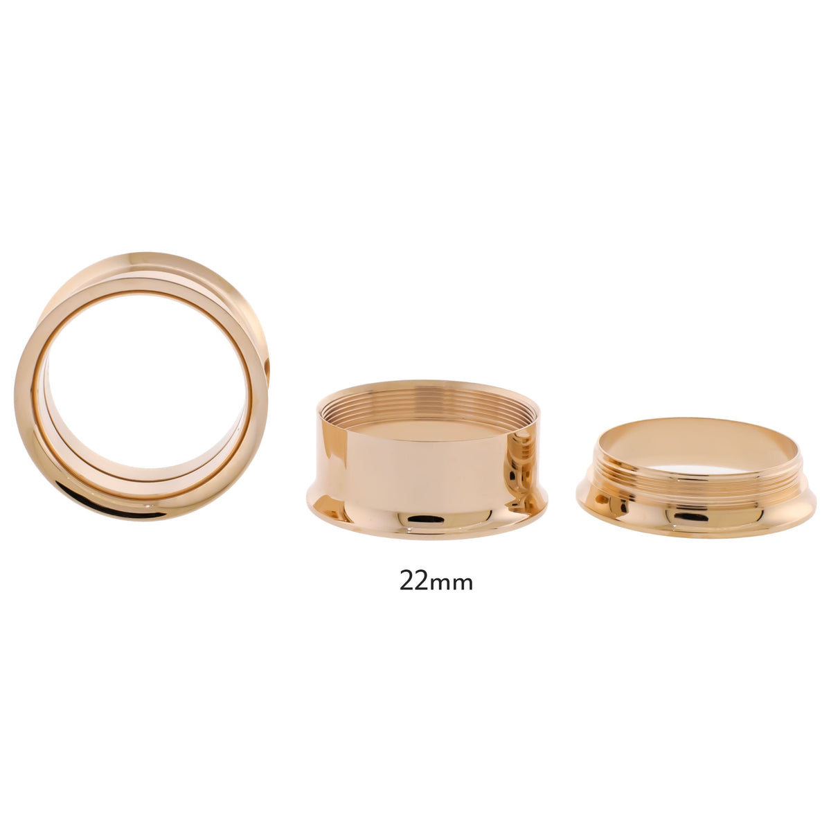 Steel Rose Gold Double Flare Tunnels - Internally Threaded | Body Jewelry | Wiccan Center