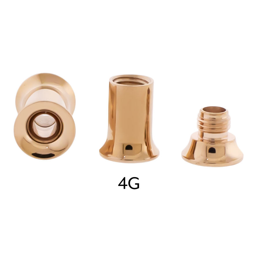 Steel Rose Gold Double Flare Tunnels - Internally Threaded | Body Jewelry | Wiccan Center