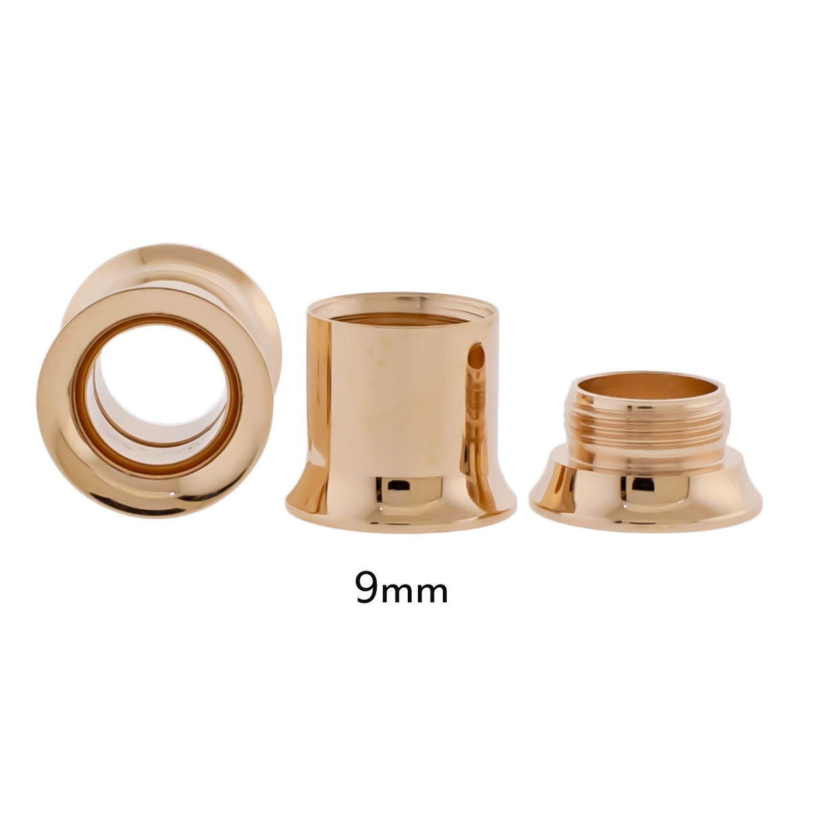 Steel Rose Gold Double Flare Tunnels - Internally Threaded | Body Jewelry | Wiccan Center