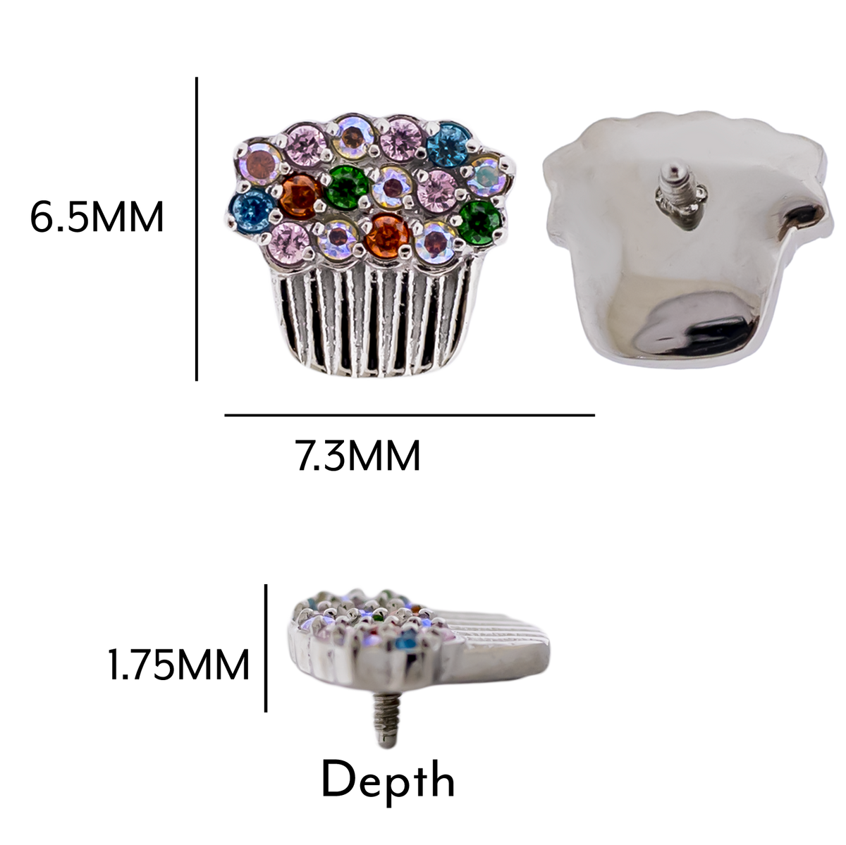 16G/18G Steel Internally Threaded End- Cupcake | Body Jewelry | Wiccan Center