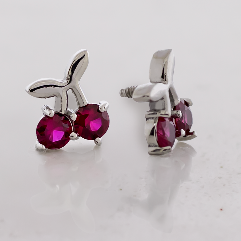 16G/18G Steel Internally Threaded End- Gem Cherry | Body Jewelry | Wiccan Center