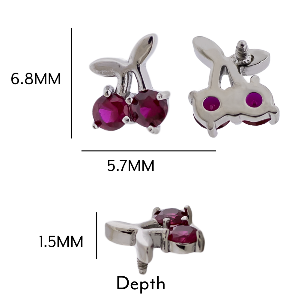 16G/18G Steel Internally Threaded End- Gem Cherry | Body Jewelry | Wiccan Center
