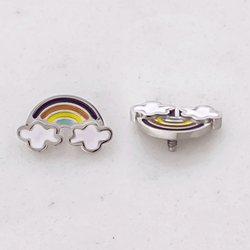 16G/18G Steel Internally Threaded End- Epoxy Rainbow | Body Jewelry | Wiccan Center