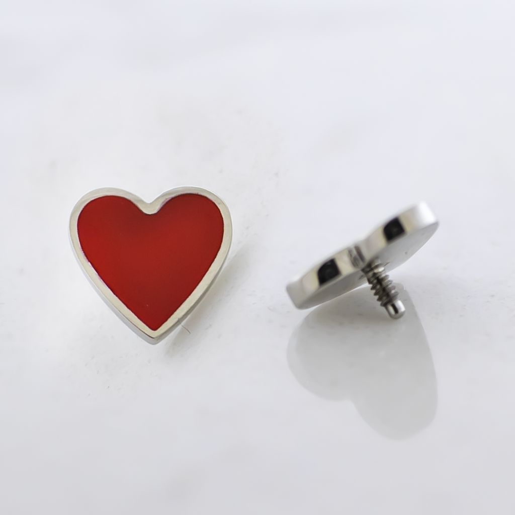 16G/18G Steel Internally Threaded End- Epoxy Heart | Body Jewelry | Wiccan Center