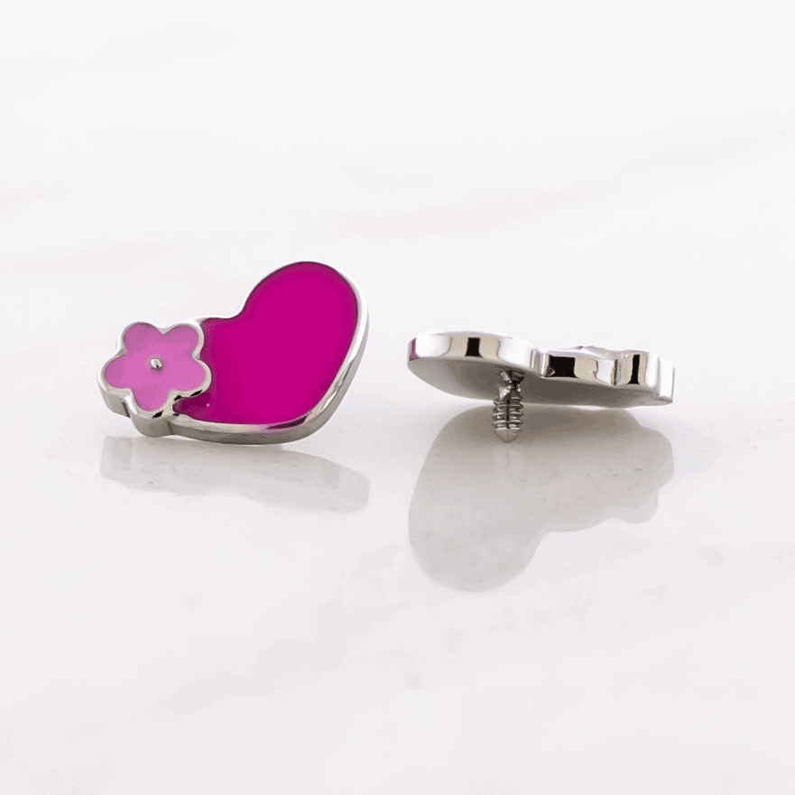 16G/18G Steel Internally Threaded End- Floral Heart | Body Jewelry | Wiccan Center