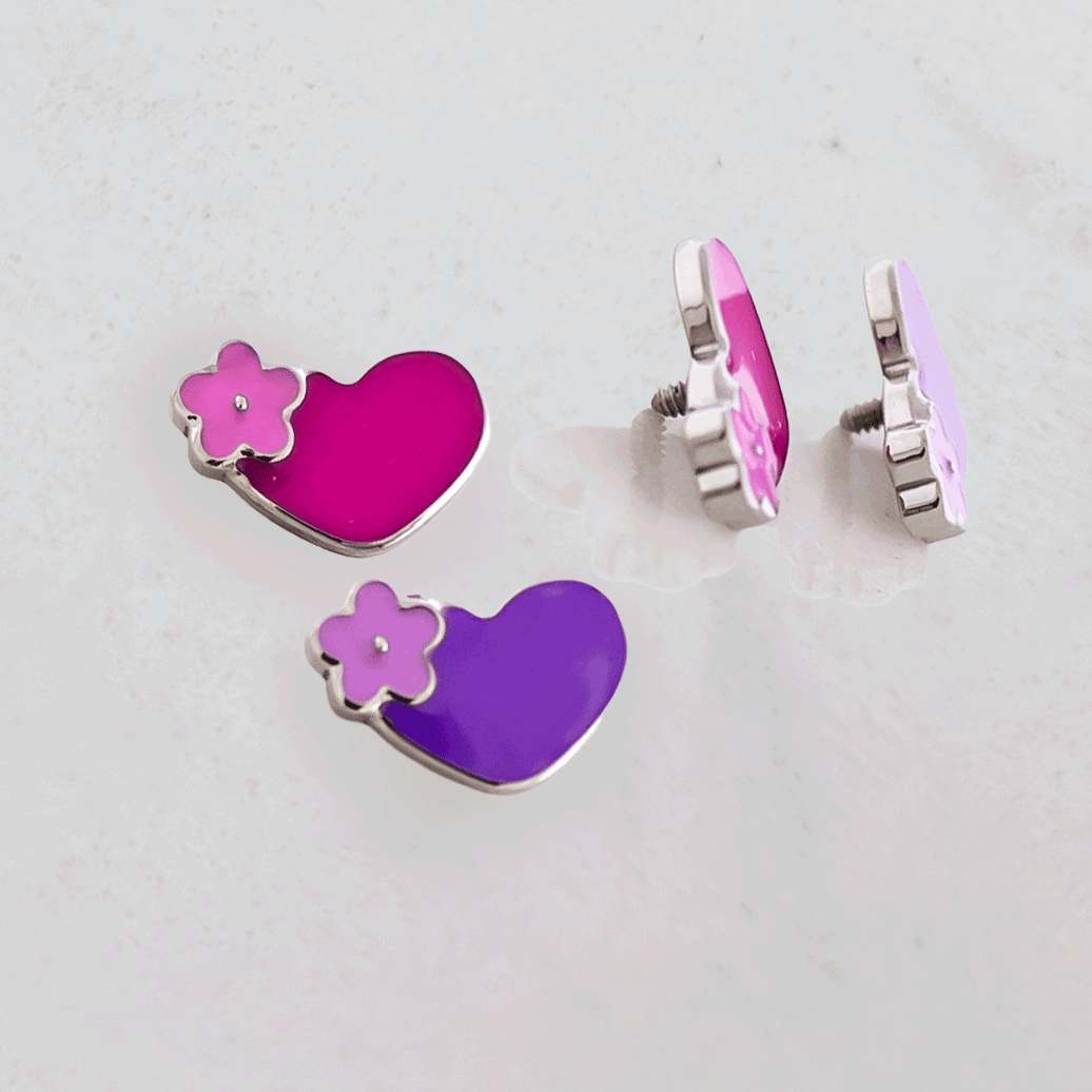 16G/18G Steel Internally Threaded End- Floral Heart | Body Jewelry | Wiccan Center