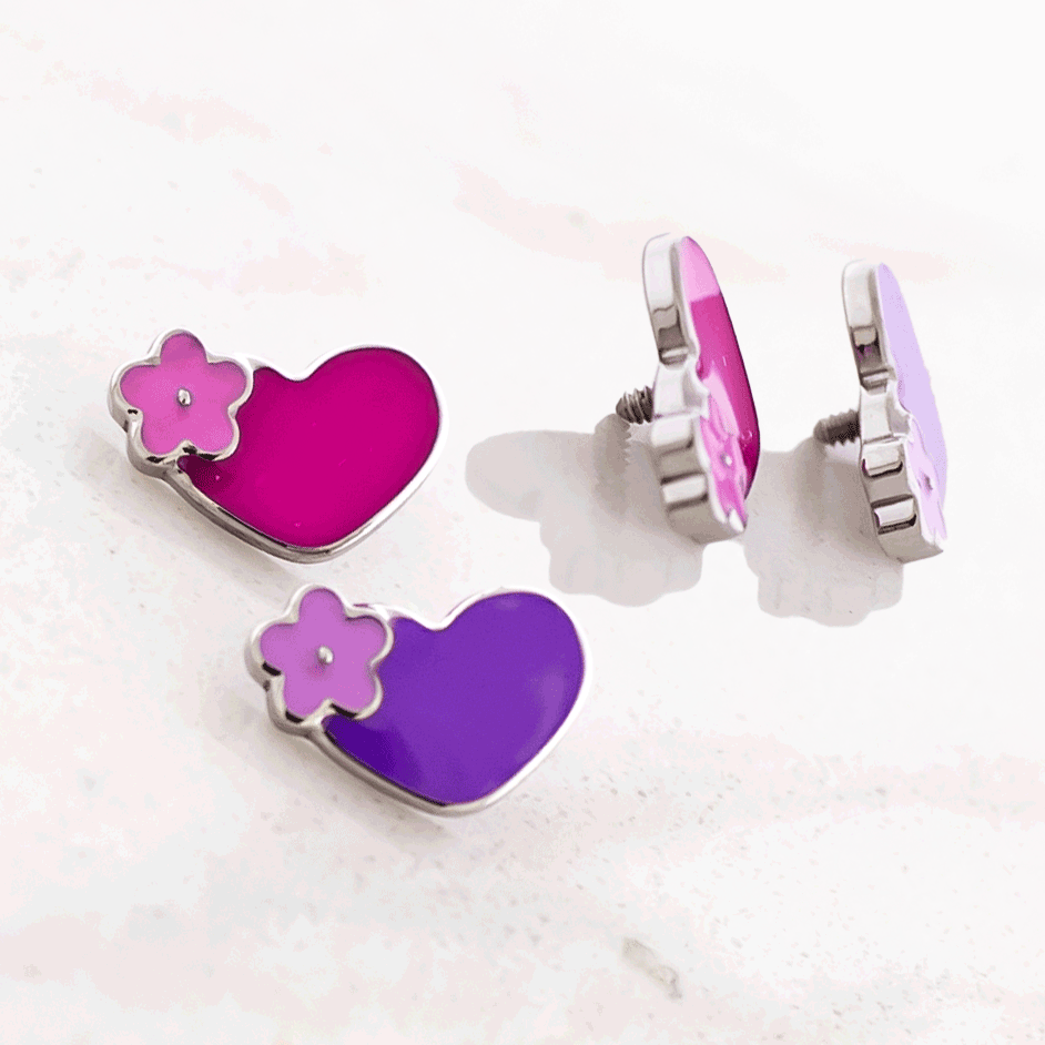 16G/18G Steel Internally Threaded End- Floral Heart | Body Jewelry | Wiccan Center