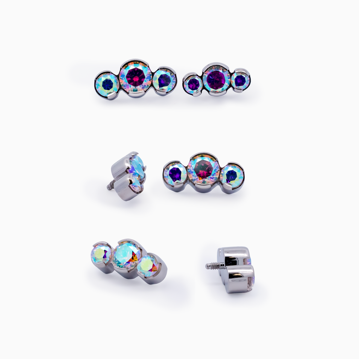 Steel Internally Threaded End - 3 CZ Cluster 16G | Body Jewelry | Wiccan Center