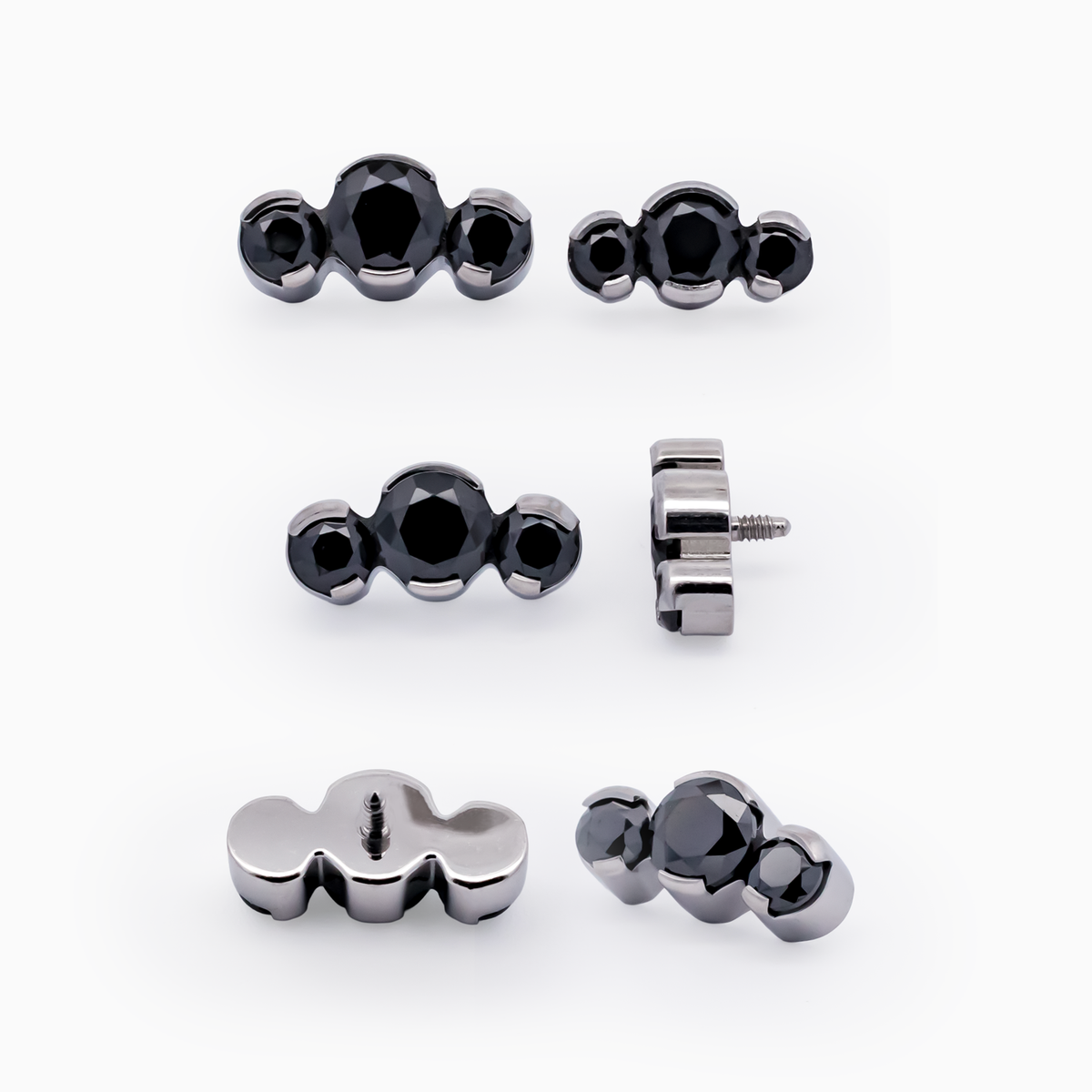 Steel Internally Threaded End - 3 CZ Cluster 16G | Body Jewelry | Wiccan Center