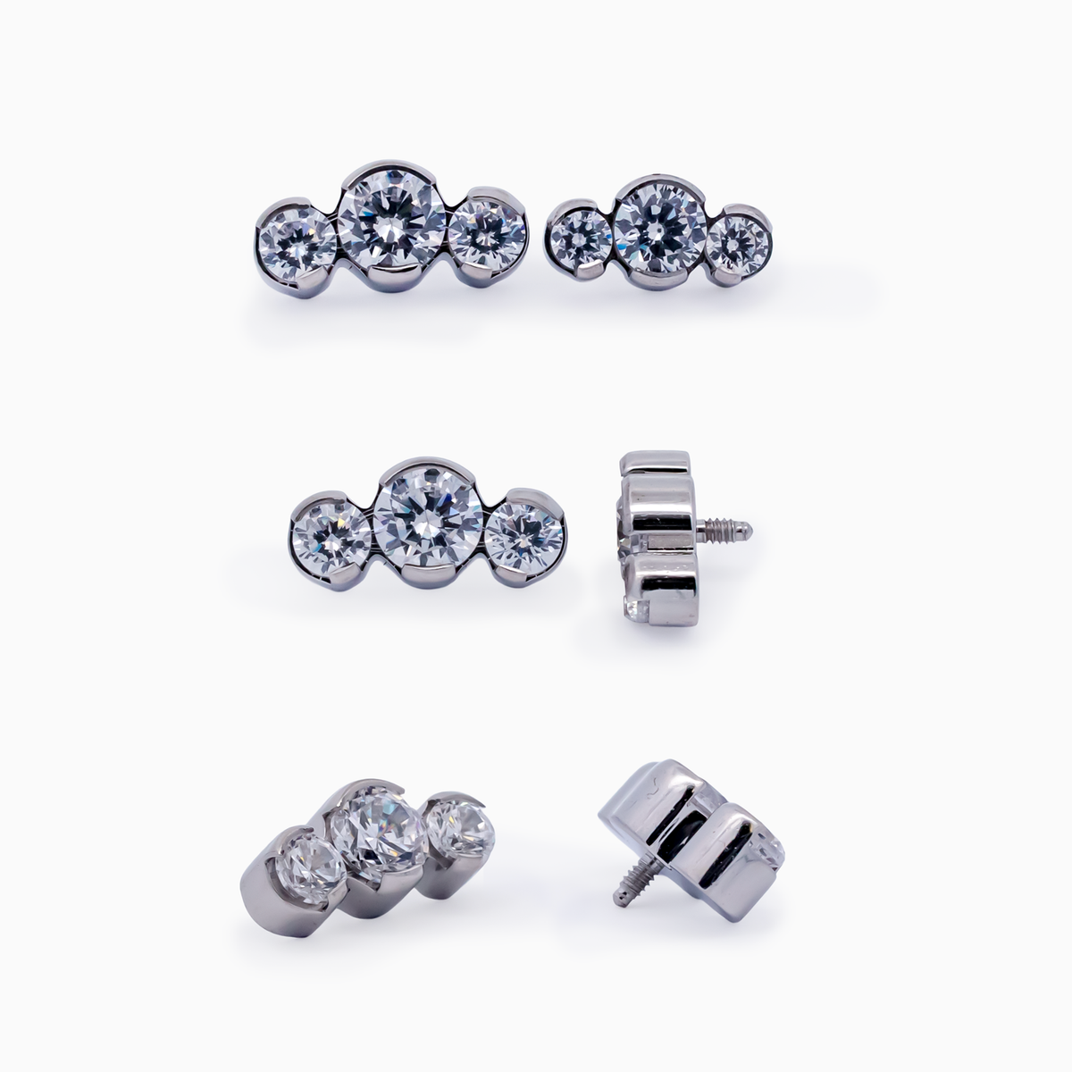 Steel Internally Threaded End - 3 CZ Cluster 16G | Body Jewelry | Wiccan Center