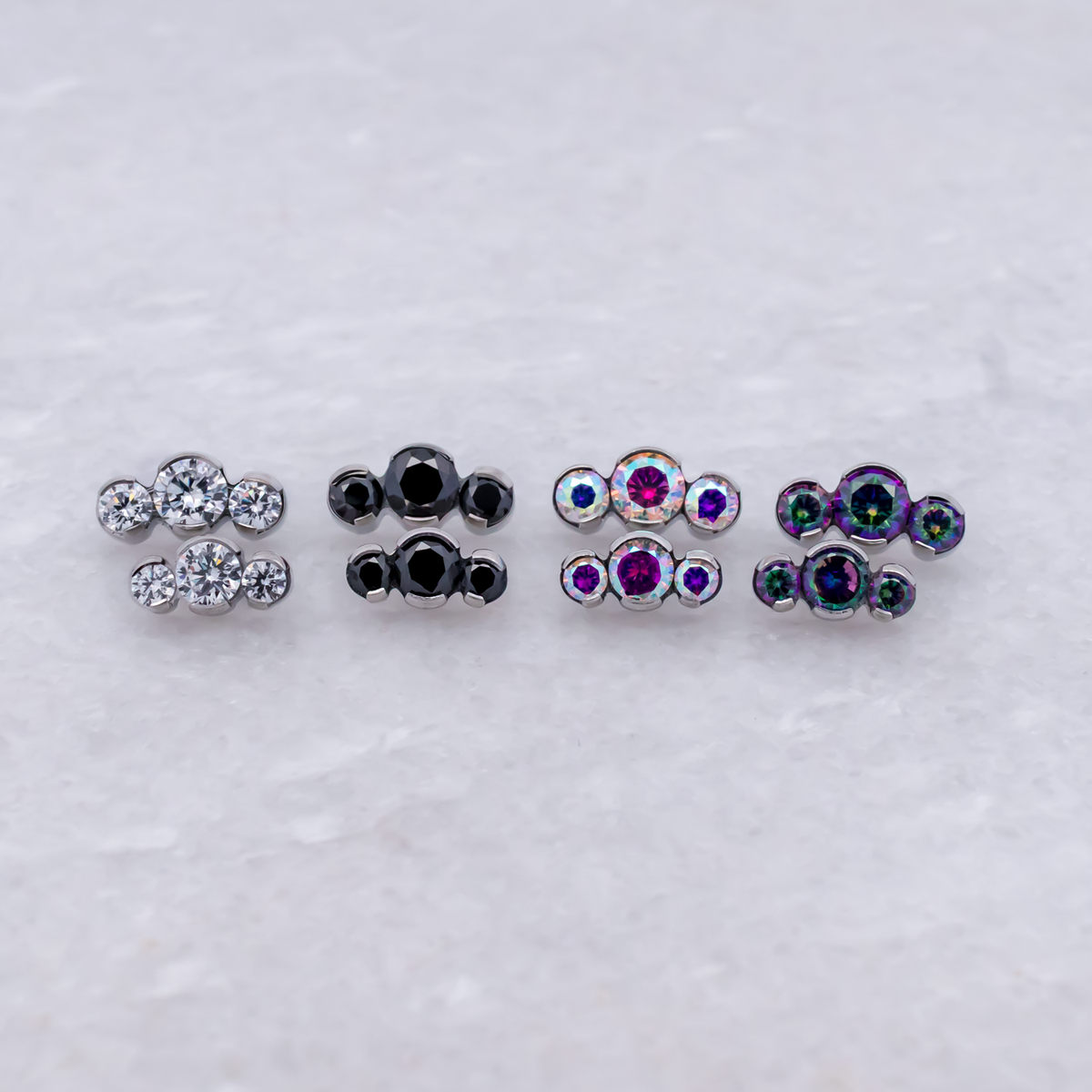 Steel Internally Threaded End - 3 CZ Cluster 16G | Body Jewelry | Wiccan Center