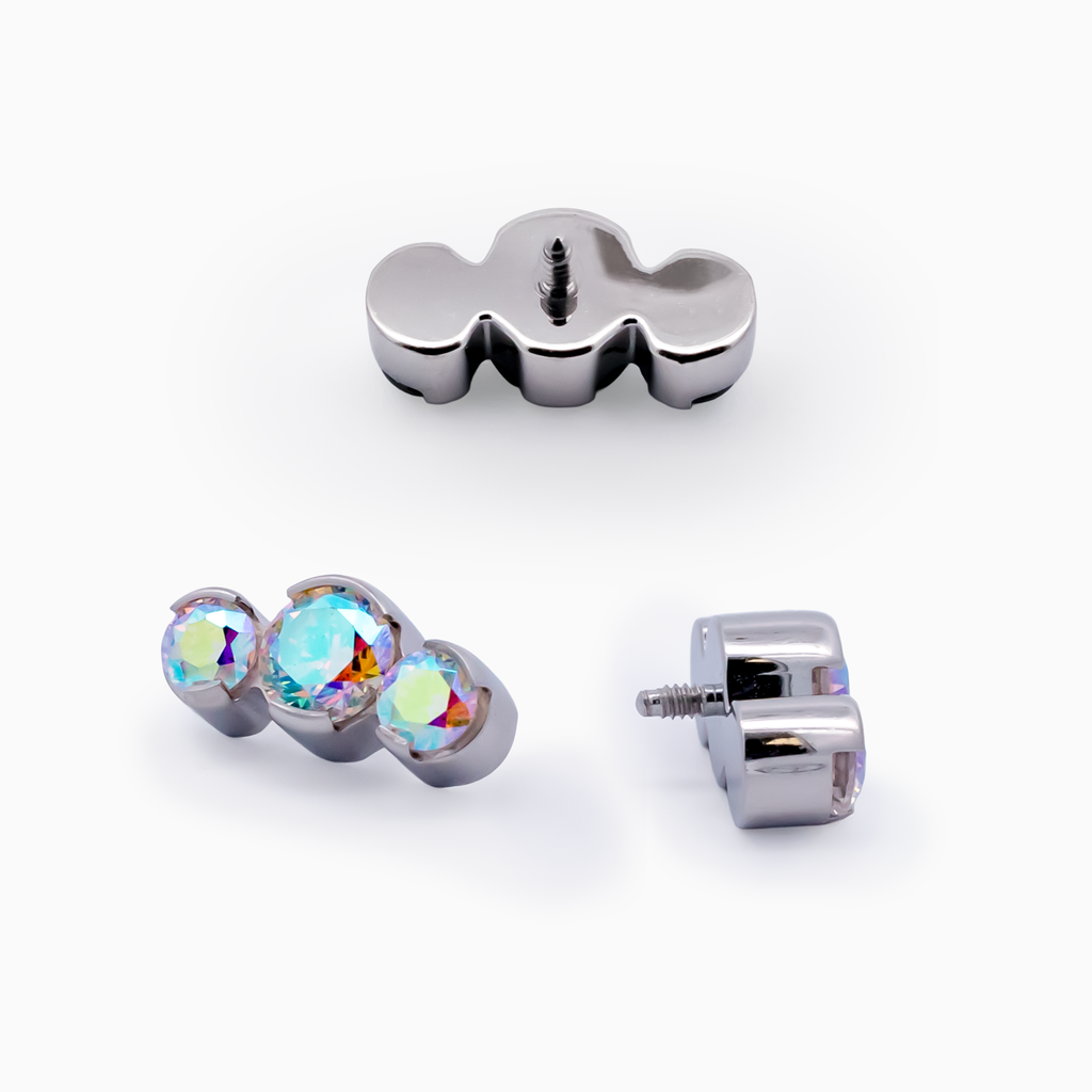 Steel Internally Threaded End - 3 CZ Cluster 16G | Body Jewelry | Wiccan Center