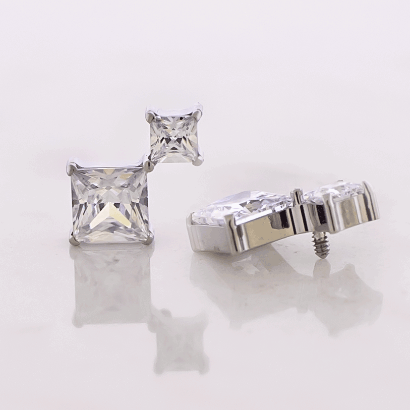 16G/18G Steel Internally Threaded End- Double Square | Body Jewelry | Wiccan Center
