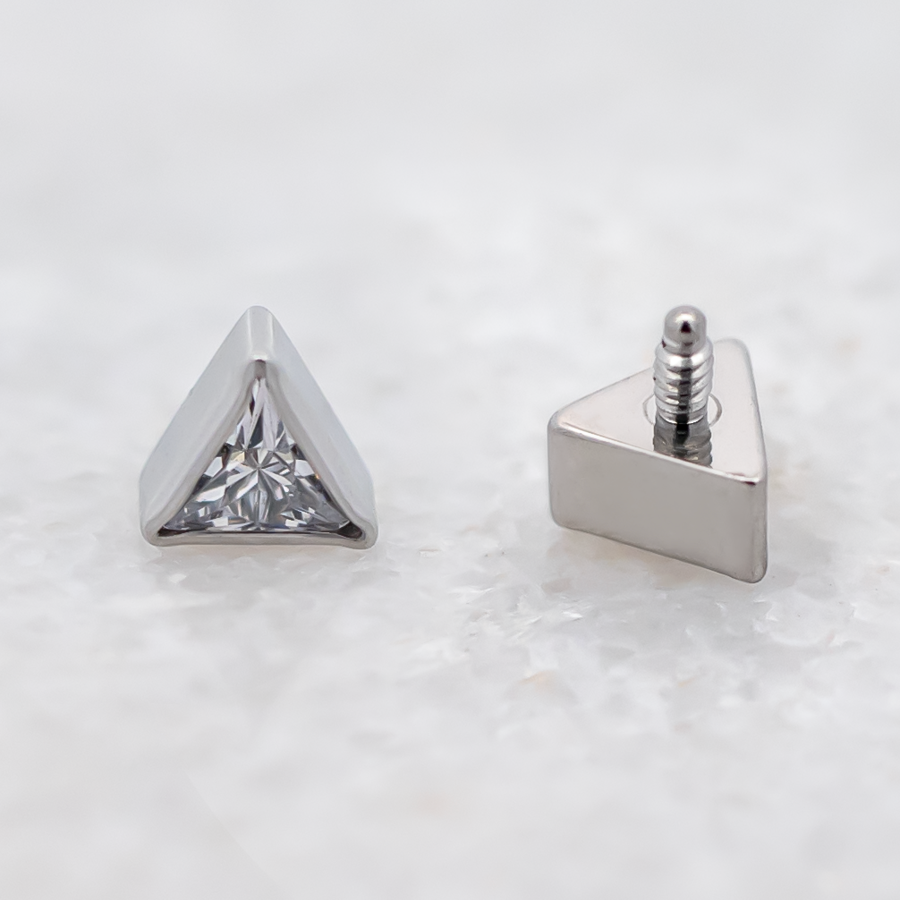 16G/18G Steel Internally Threaded Triangle CZ End | Body Jewelry | Wiccan Center