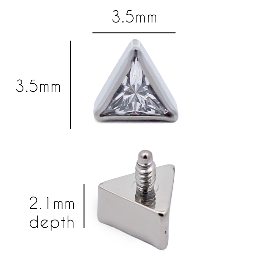 16G/18G Steel Internally Threaded Triangle CZ End | Body Jewelry | Wiccan Center