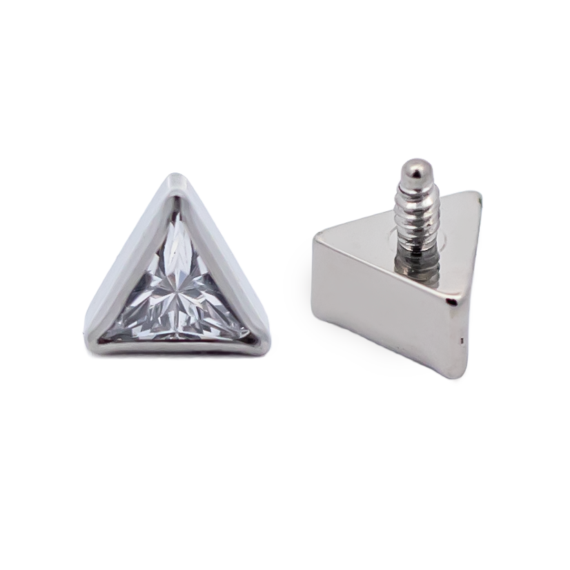 16G/18G Steel Internally Threaded Triangle CZ End | Body Jewelry | Wiccan Center