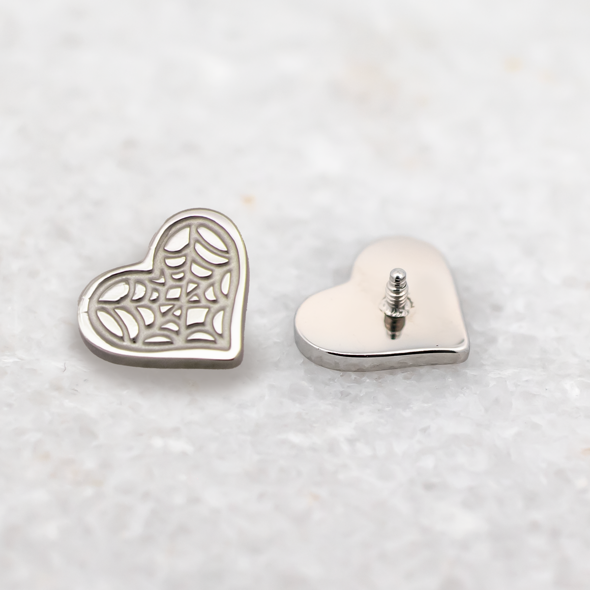 16G/18G Steel Internally Threaded Spider Web Heart End | Body Jewelry | Wiccan Center