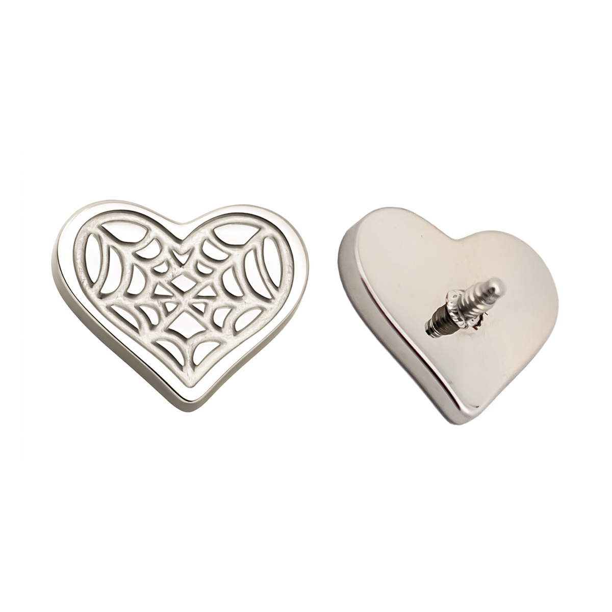 16G/18G Steel Internally Threaded Spider Web Heart End | Body Jewelry | Wiccan Center