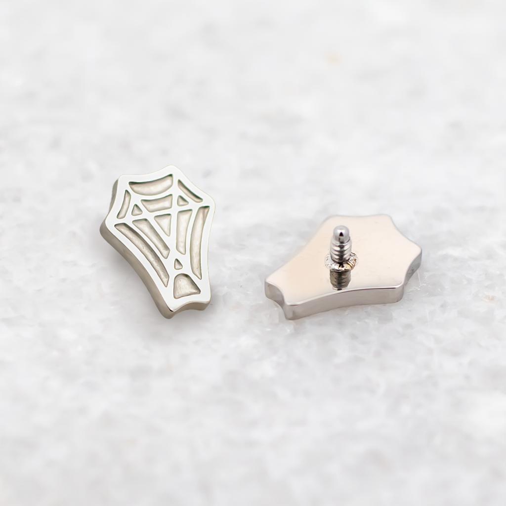 16G/18G Steel Internally Threaded Coffin Spider Web End | Body Jewelry | Wiccan Center