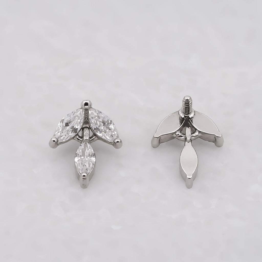 Steel Internally Threaded Three Prong Star End w/ Clear Gem | Body Jewelry | Wiccan Center