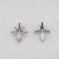 Steel Internally Threaded Three Prong Star End w/ Clear Gem | Body Jewelry | Wiccan Center