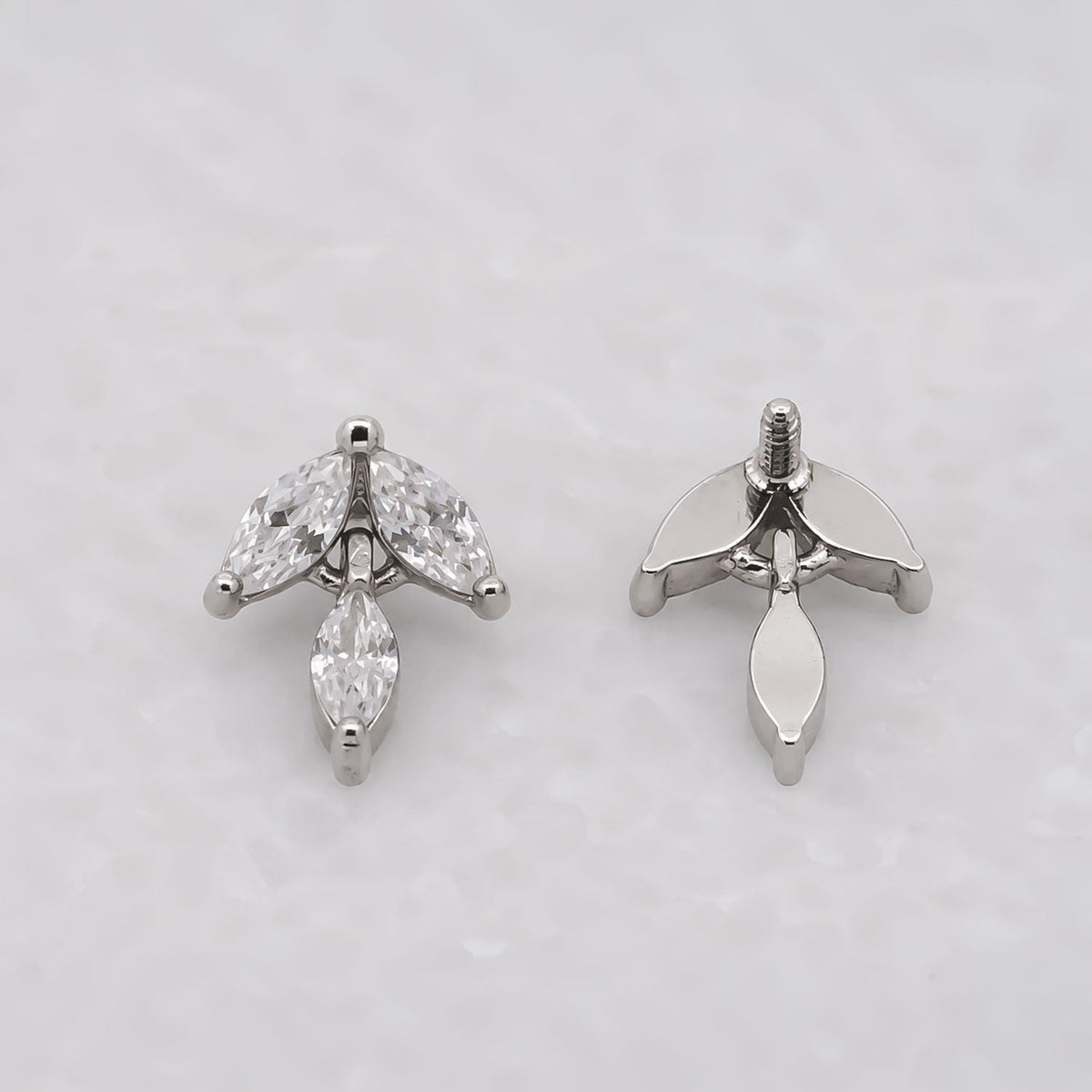 Steel Internally Threaded Three Prong Star End w/ Clear Gem | Body Jewelry | Wiccan Center