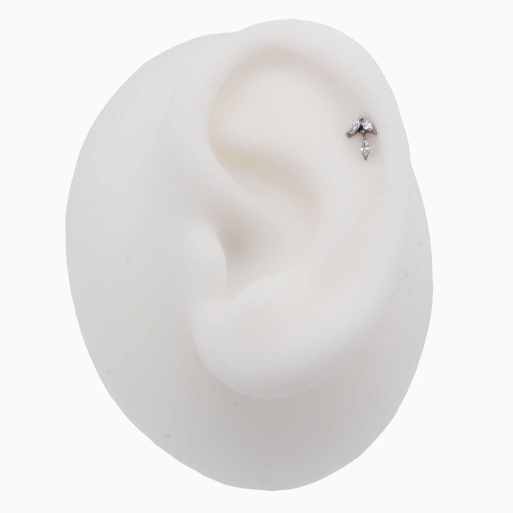 Steel Internally Threaded Three Prong Star End w/ Clear Gem | Body Jewelry | Wiccan Center