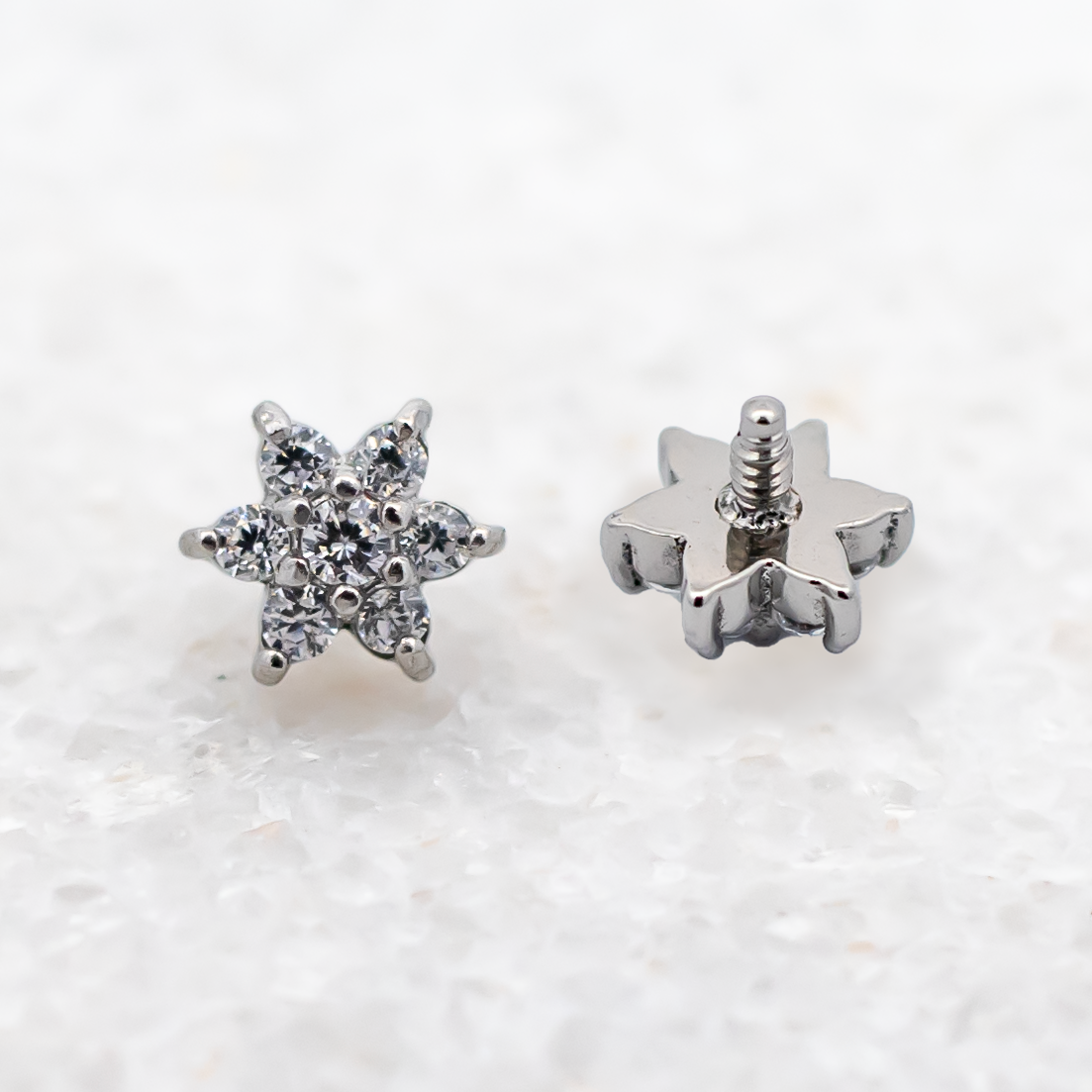 16G/18G Steel Internally Threaded Seven-Gem Flower End | Body Jewelry | Wiccan Center