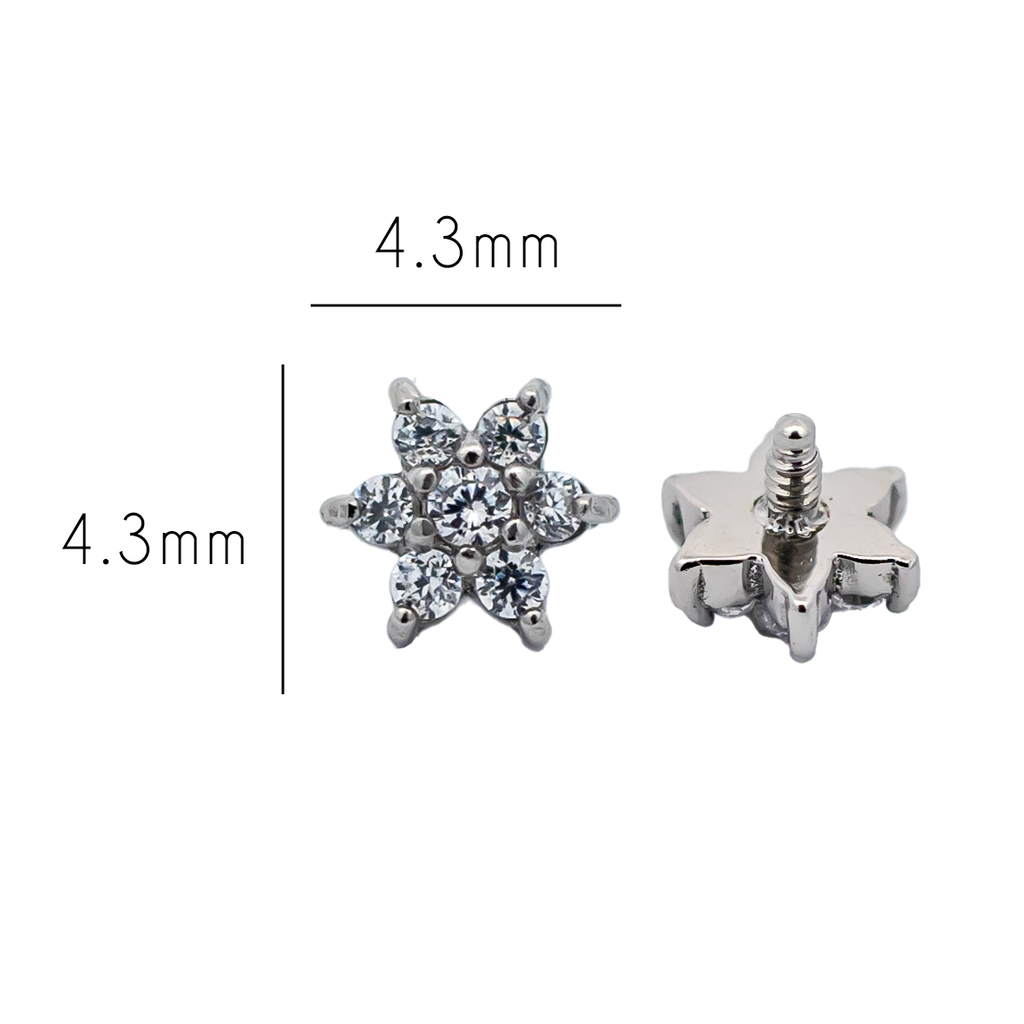 16G/18G Steel Internally Threaded Seven-Gem Flower End | Body Jewelry | Wiccan Center