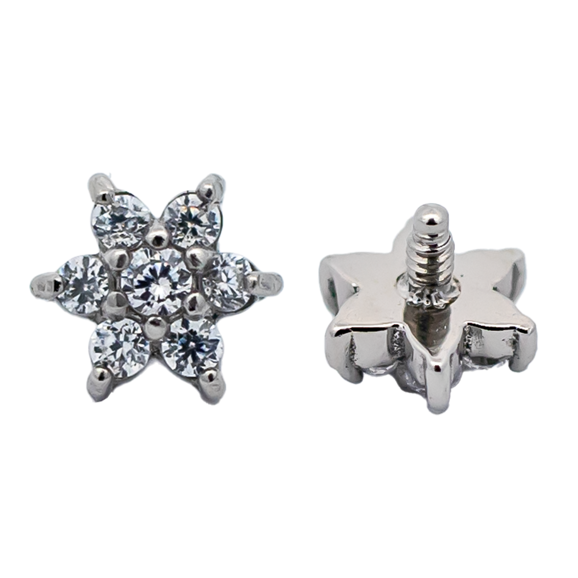 16G/18G Steel Internally Threaded Seven-Gem Flower End | Body Jewelry | Wiccan Center