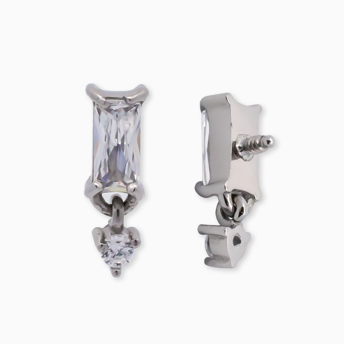 16G/18G Steel Internally Threaded Baguette & Dangle Round Gem End | Body Jewelry | Wiccan Center