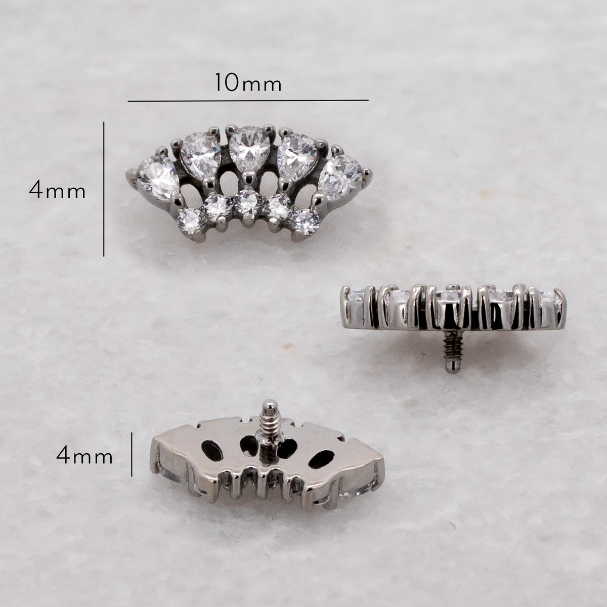 16G/18G Steel Internally Threaded Curved Cluster End | Body Jewelry | Wiccan Center