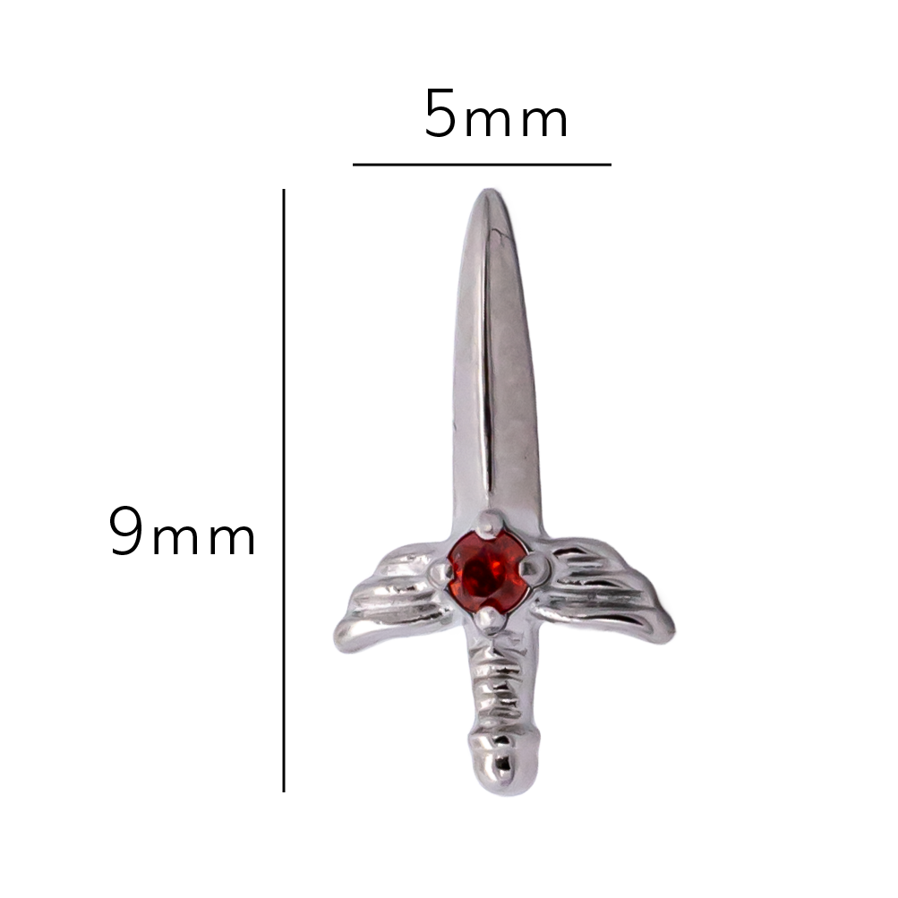 16G/18G Steel Internally Threaded Winged Sword End | Body Jewelry | Wiccan Center