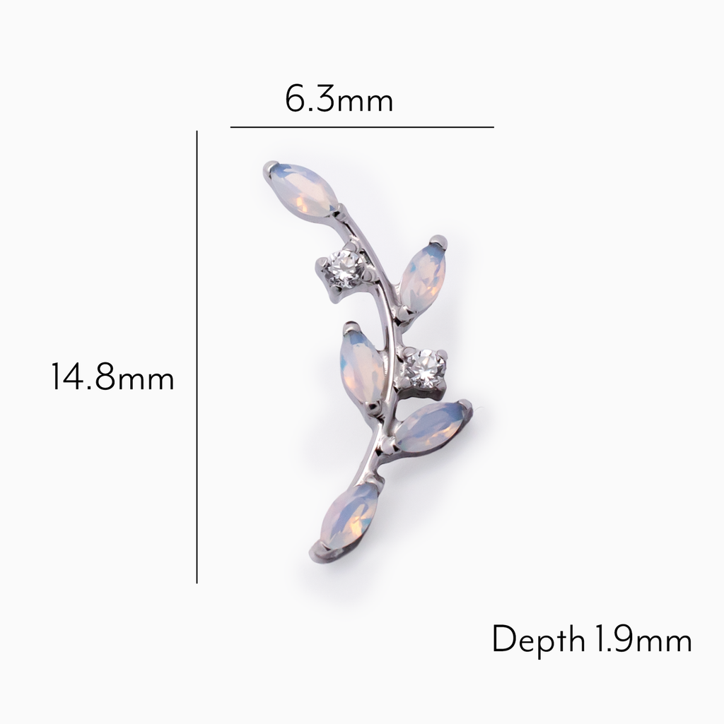 Steel Internally Threaded Opalite Branch End 16G | Body Jewelry | Wiccan Center