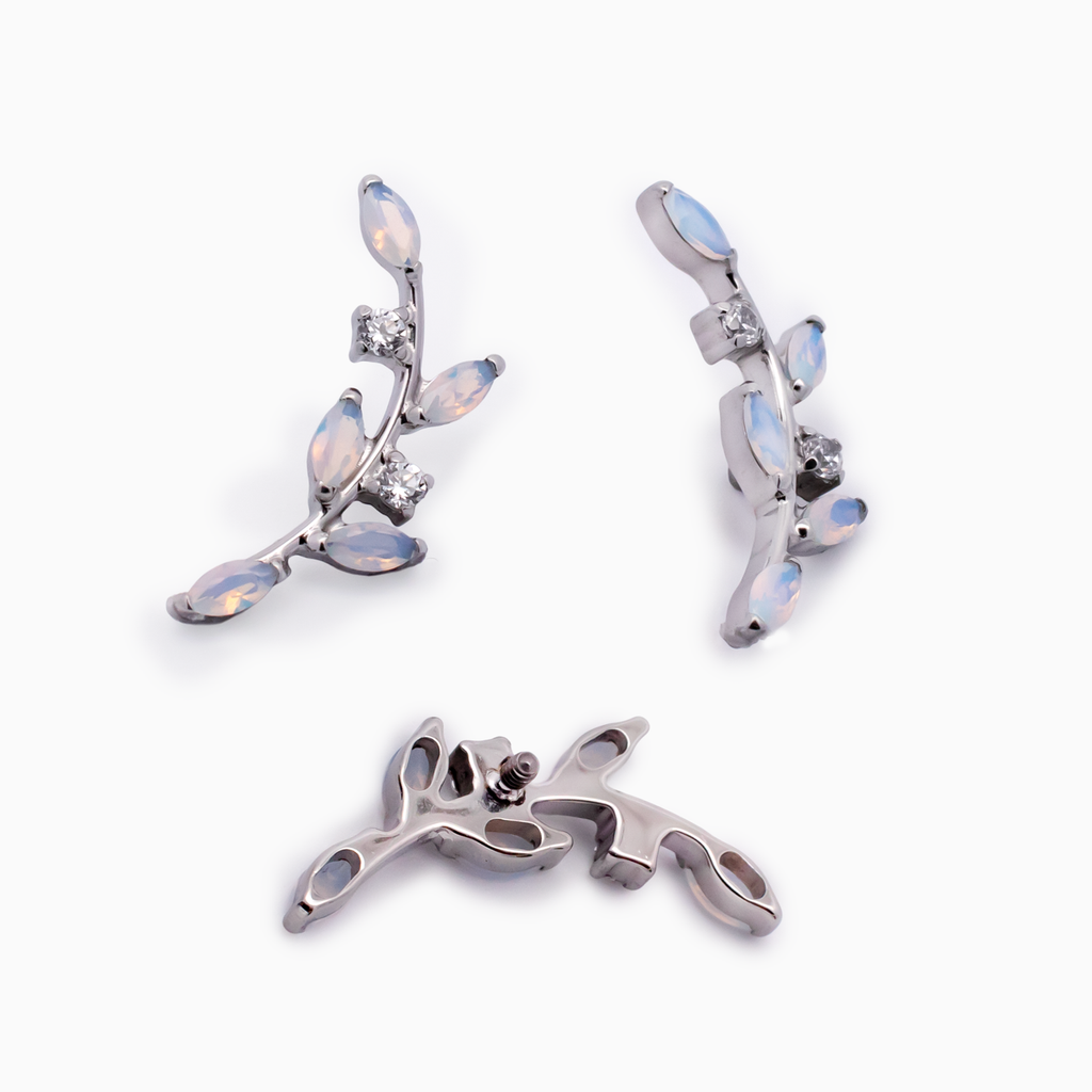 Steel Internally Threaded Opalite Branch End 16G | Body Jewelry | Wiccan Center