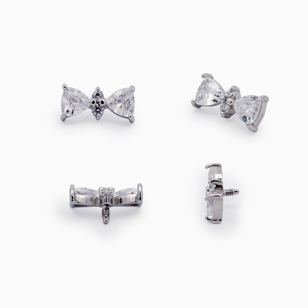 Steel Internally Threaded End - 2 Trillion CZ W/Round CZ 16G | Body Jewelry | Wiccan Center