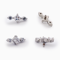 Steel Internally Threaded End - 2 Round CZ And Square 16G | Body Jewelry | Wiccan Center