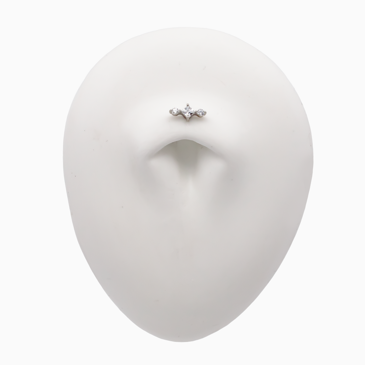 Steel Internally Threaded End - 2 Round CZ And Square 16G | Body Jewelry | Wiccan Center
