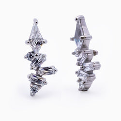 Steel Internally Threaded Baguette & Kite Gem Cluster End - 16G | Body Jewelry | Wiccan Center