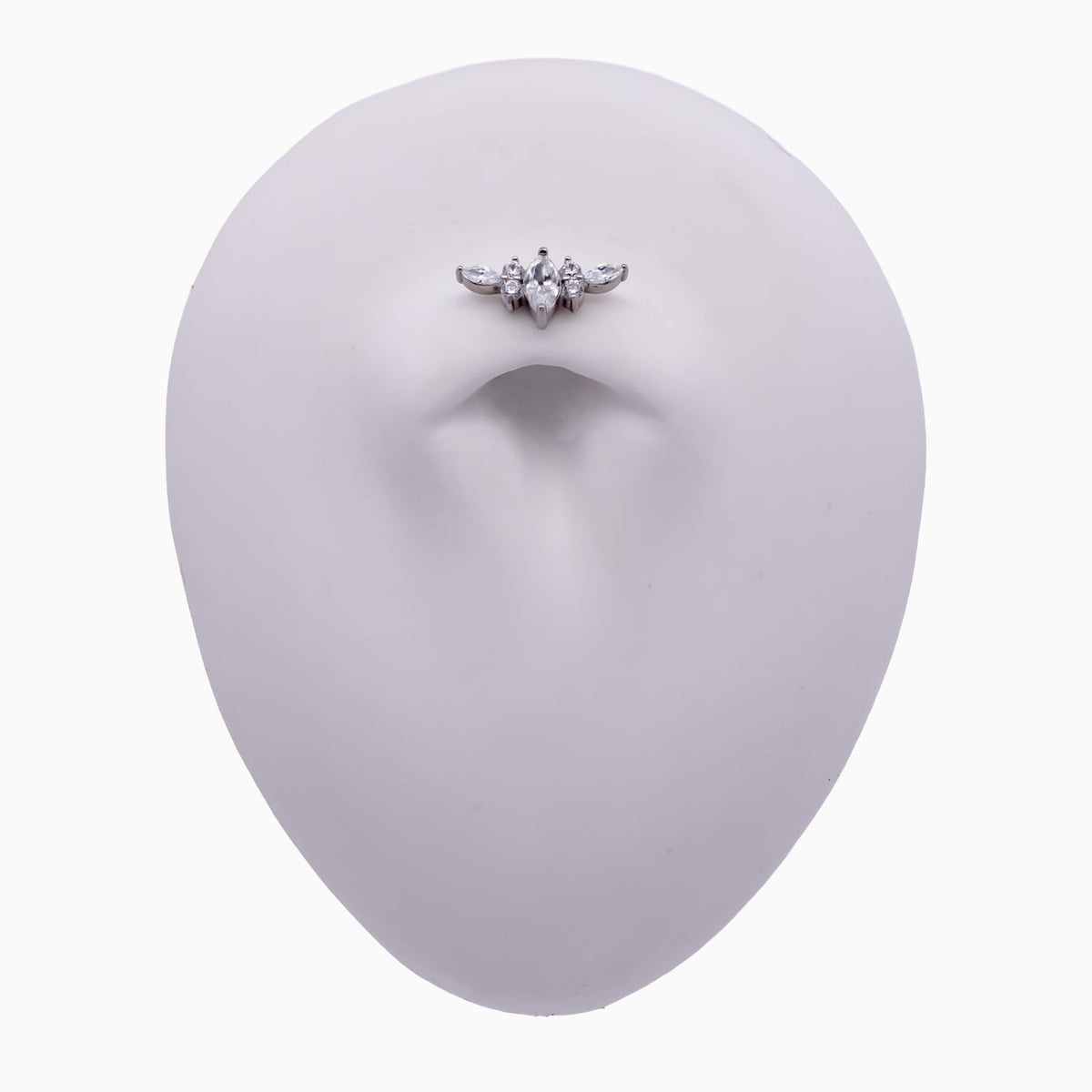 Steel Internally Threaded Arched Marquise Cluster White CZ End - 16G | Body Jewelry | Wiccan Center