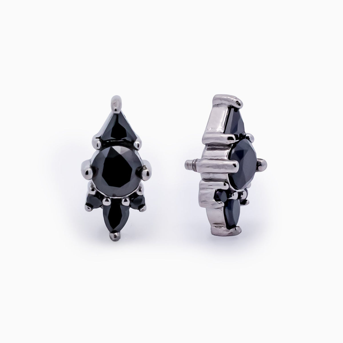 Steel Internally Threaded End with Round & Trillion Cluster – 16G | Body Jewelry | Wiccan Center