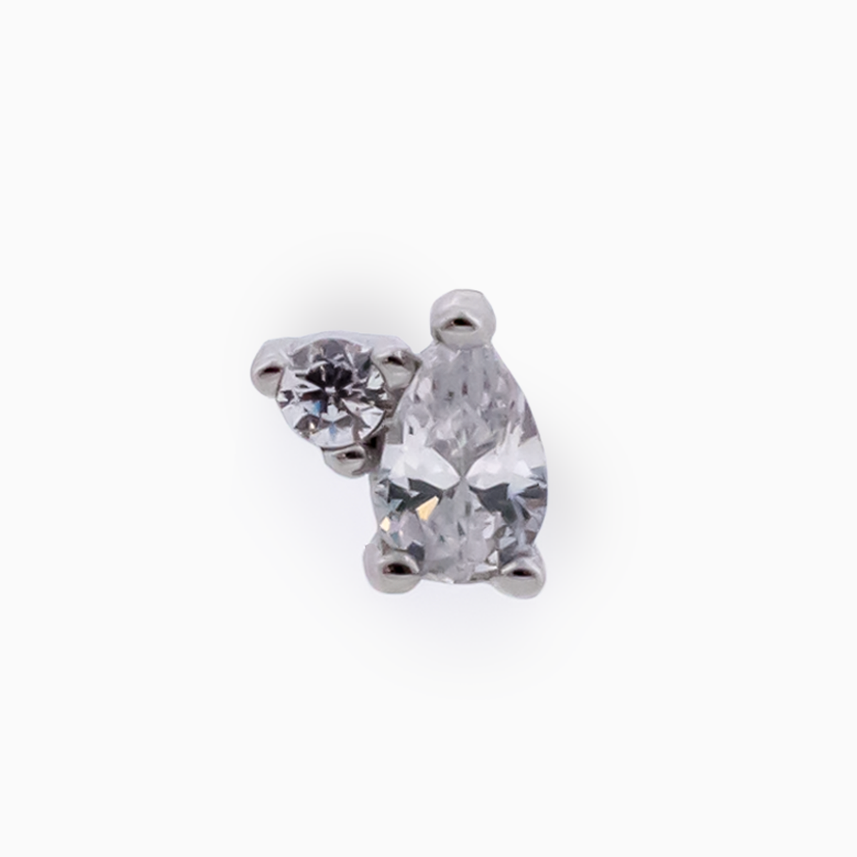 Steel Internally Threaded Pear & Round CZ End | Body Jewelry | Wiccan Center